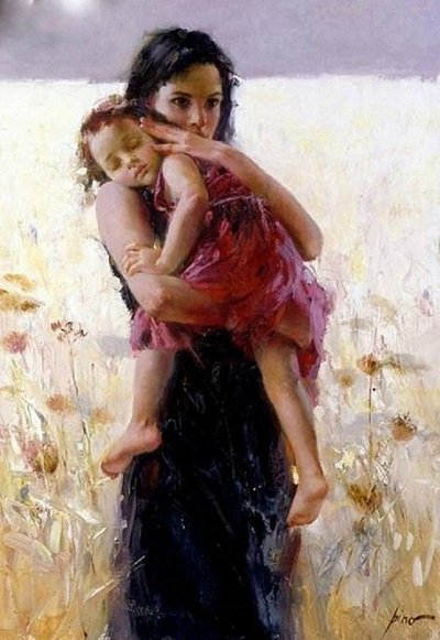 Мама и дети в работах Пино Даени