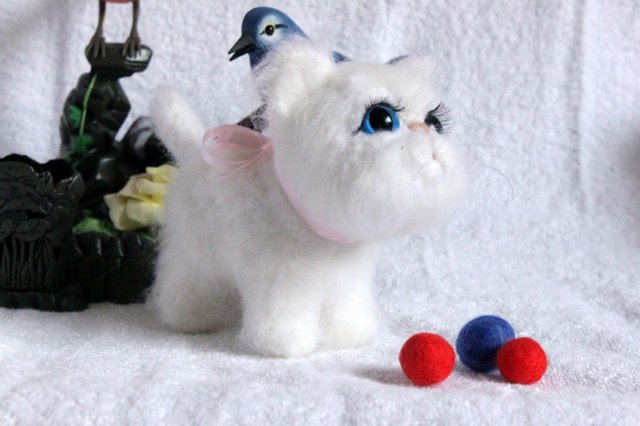 Моя кошечка валянием из шерсти готова