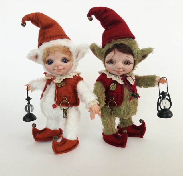 Рождественские эльфики. Авторские куклы тедди долл Анны Добряковой