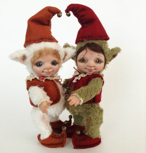Рождественские эльфики. Авторские куклы тедди долл Анны Добряковой