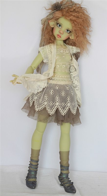 OOAK Kaye Wiggs Green Laryssa elf - Зеленая Лариса эльф в единственном экземпляре (фото 6)