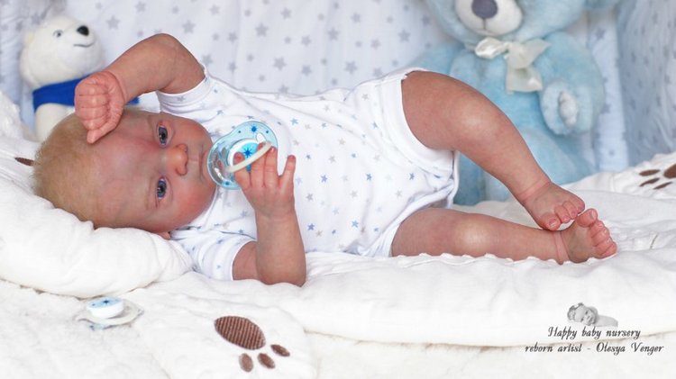 Златовласый малыш с глазами цвета незабудок. Мой Максюша, кукла реборн Олеси Венгер