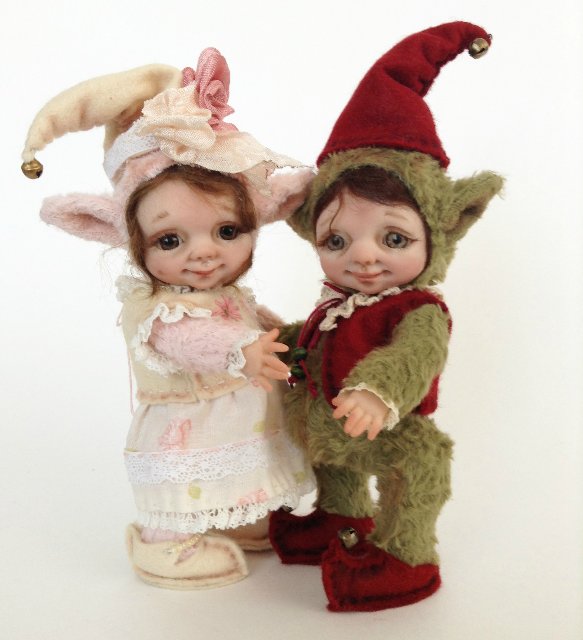 Рождественские эльфики. Авторские куклы тедди долл Анны Добряковой