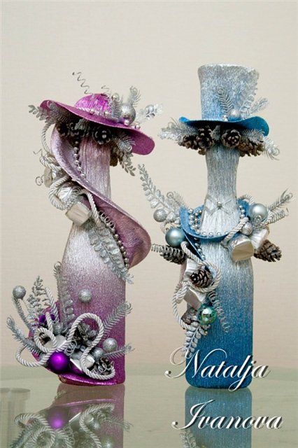 Новогодний декор бутылок — Интересное и необычное: фотоподборки