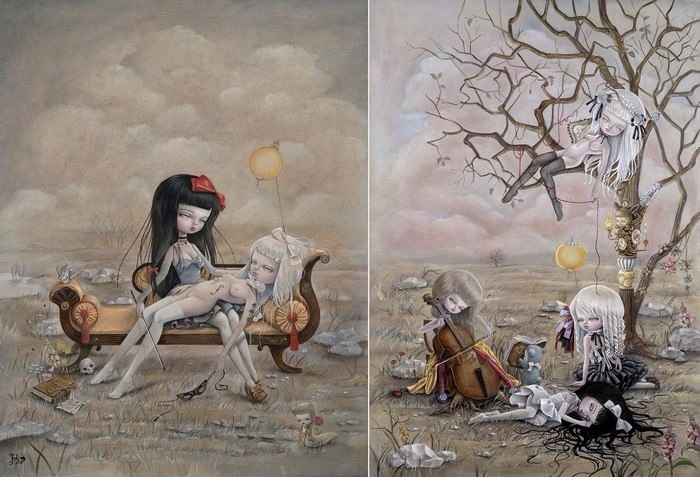 Мрачные и прекрасные куклы художницы Кукула (Kukula) в оригинальных арт иллюстрациях Натали Абрамович. Много фото