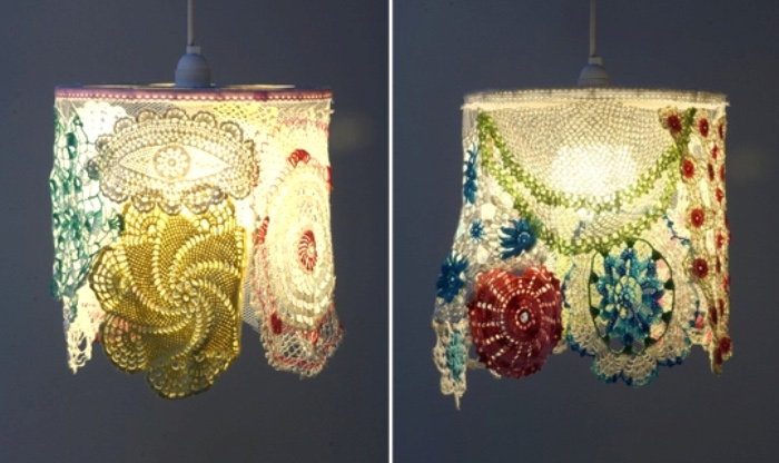 Абажуры из вязаных салфеток