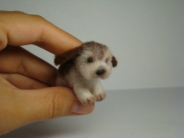 Щенок неизвестной породы. Авторская игрушка валянием из шерсти Ольги Чернухо