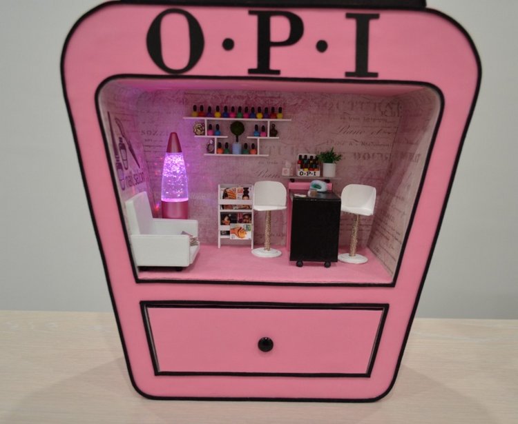 Полочка с миниатюрой "Маникюрный салон"+шкатулка+светильник (фото 2)