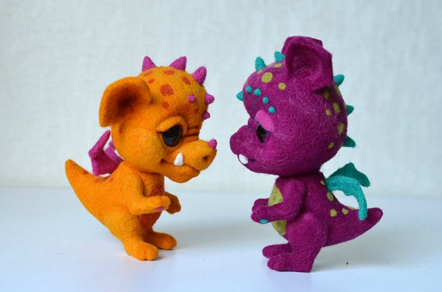 Осенние дракончики. Игрушки валянием из шерсти (фото 8)