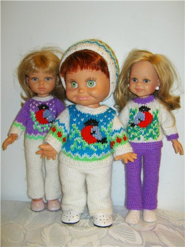 И опять снегири... Комплекты теплой одежды для фэйсинок, паолочек и кукол Готц