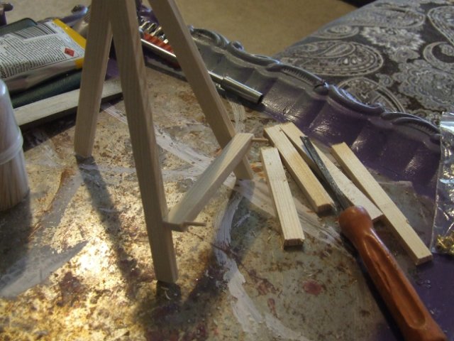 Мастер-класс "Создание мольберта и холста к нему для кукольного румбокса масштаба 1:12"