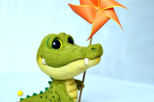 Крокодильчик Стив. Игрушка валянием своими руками