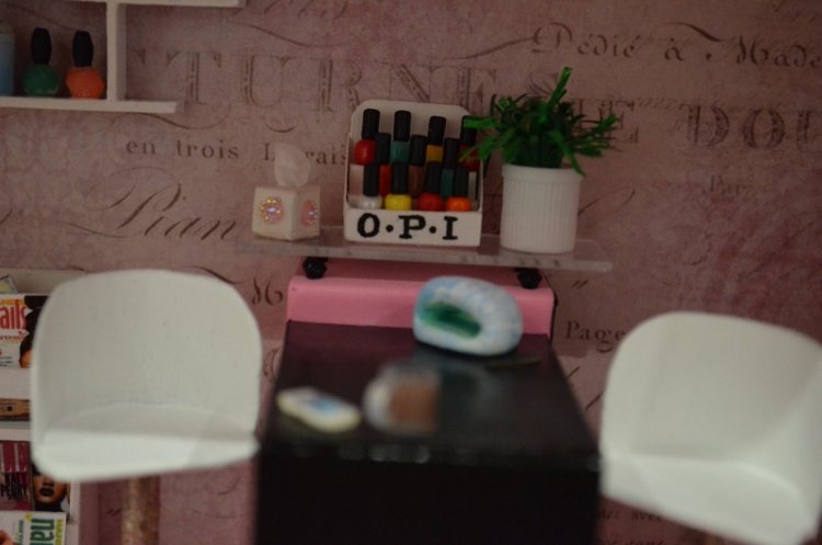 Полочка с миниатюрой "Маникюрный салон"+шкатулка+светильник