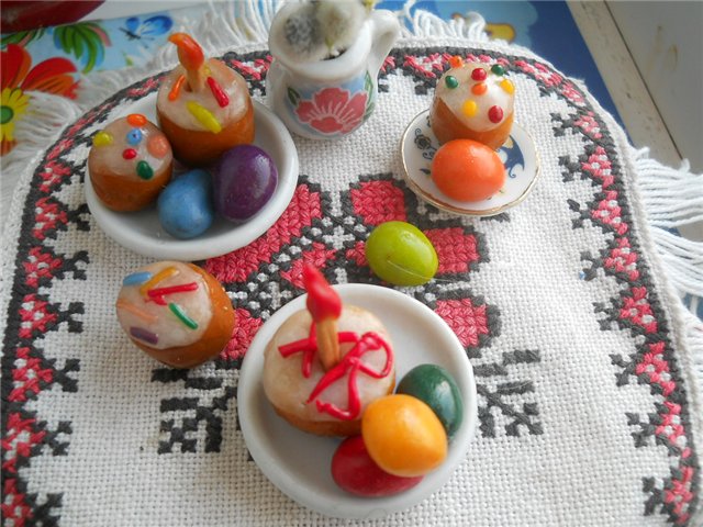 Куличи! Праздничный стол для кукол. Миниатюра