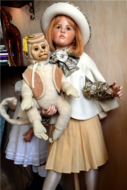 Моя муза... Дина и её обезьянка... фарфоровая кукла от Хильдегард Гюнцель, HILDEGARD GUNZEL WOP DOLL DINA (фото 4)