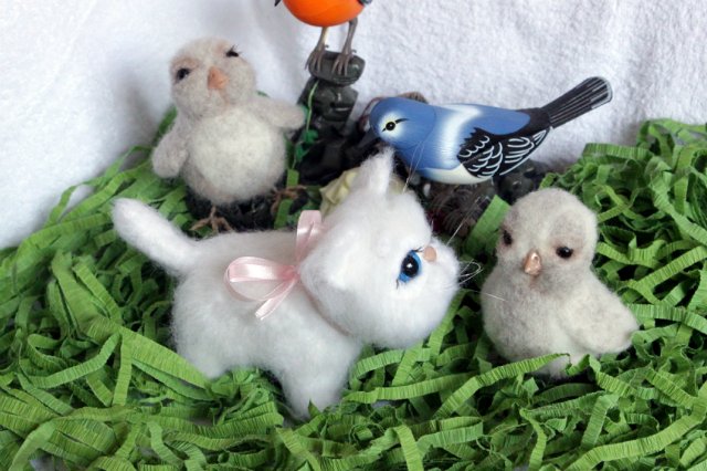 Моя кошечка валянием из шерсти готова (фото 10)