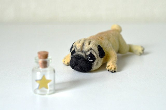 Пасмурный мопсик. Игрушка валянием своими руками (фото 8)