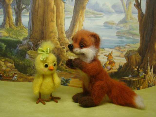 Лис нашёл себе подружку. Авторские игрушки валянием из шерсти Ольги Чернухо