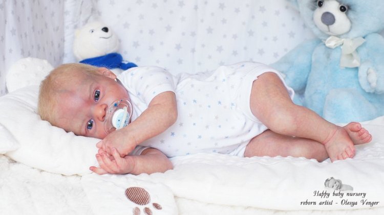 Златовласый малыш с глазами цвета незабудок. Мой Максюша, кукла реборн Олеси Венгер