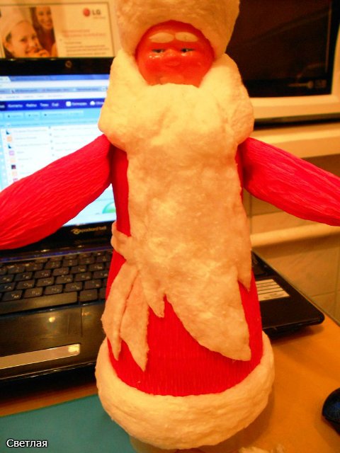 Реставрация антикварной новогодней игрушки из ваты. Снегурочка и Дед Мороз. +БОНУС, папье маше из ваты