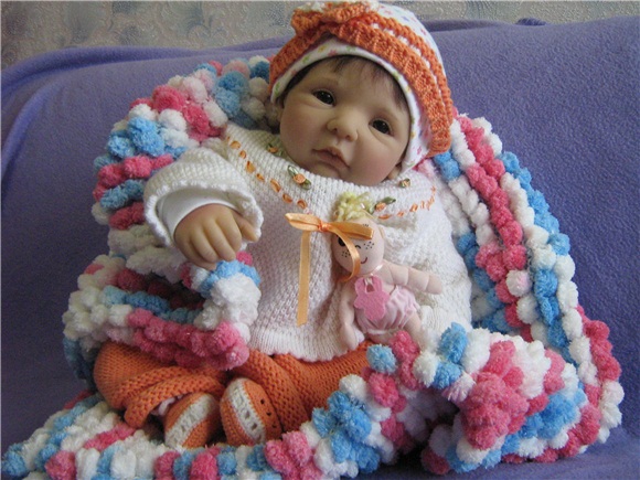 Пледик "помпончик" и куколки