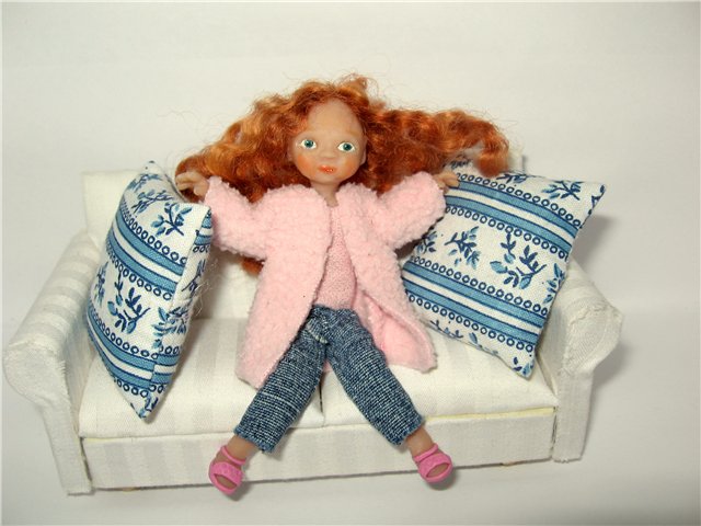 Мини кукла рыжик для кукольного дома (фото 3)