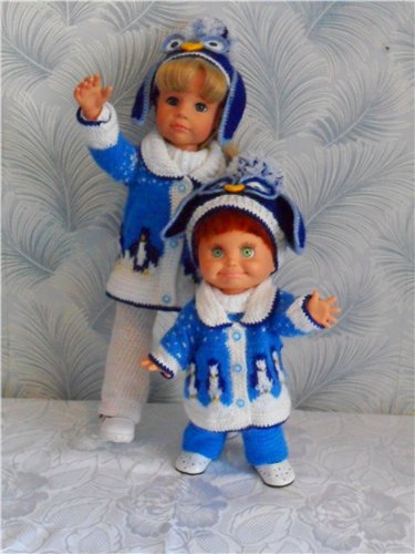 Вот такие мы пингвины))) Теплая одежда для кукол Готц (50 см) и фэйсинок
