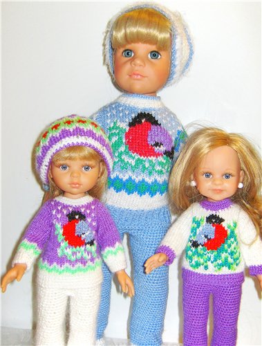 И опять снегири... Комплекты теплой одежды для фэйсинок, паолочек и кукол Готц