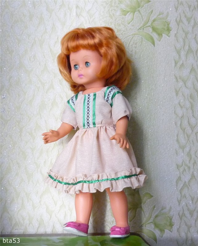Шьем платье с рукавом реглан на куклу 50см